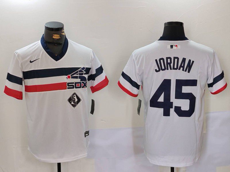 Men Chicago White Sox #45 Jordan White Throwback Game 2024 Nike MLB Jersey style 9022